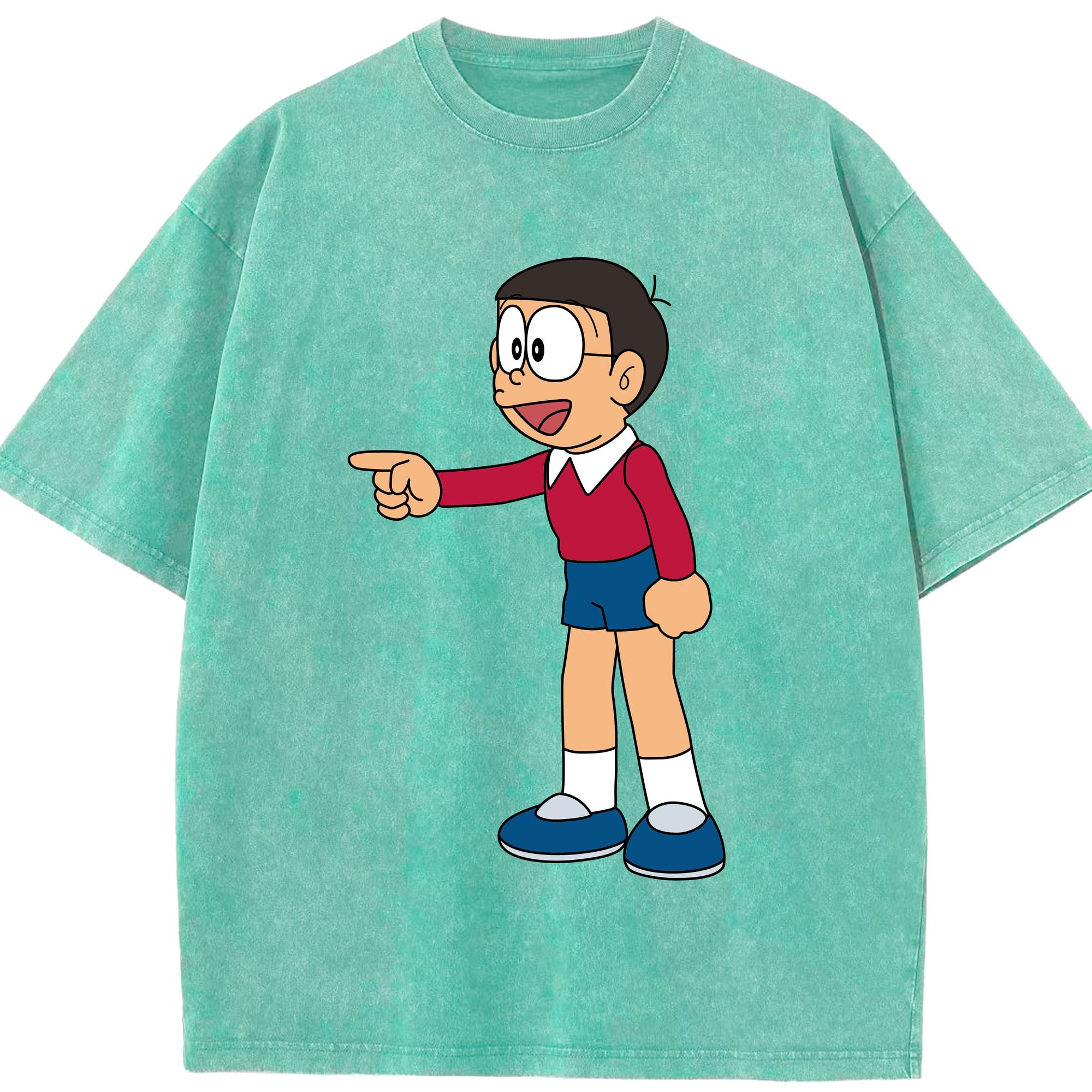 （画像用） ドラえもん 野比 のび太 Doraemon Nobita Nobi 綿100% ヴィンテージ風 半袖Tシャツ（フロントプリント）